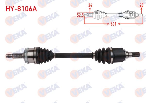 VEKA HY-8106A | Komple Aks Sol Ön ABS'li 48 Dıs Uzunluk 601mm Hyundai i10 (Pa) 1.2İ A-T 2008-2013
