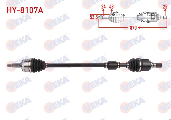VEKA HY-8107A | Komple Aks Sağ On ABS li 48 Dıs Uzunluk 870mm Hyundai i10 (Pa) 1.2İ A-T 2008-2013