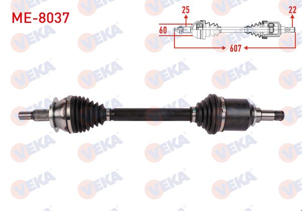 VEKA ME-8037 | Komple Aks Sol Ön Uzunluk 607mm Mercedes A Serisi (W169) M-T 2004-2012 / B Serisi (W245) M-T 2005-2011