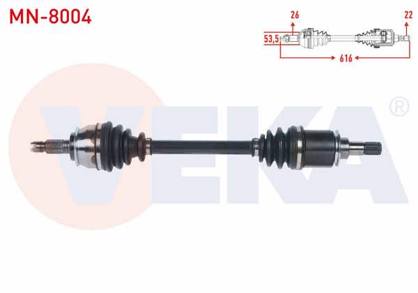 VEKA MN-8004 | Komple Aks Sol Ön Mini Cooper (R50,R53) 1.6 M-T / Cooper One (R50,R53) 1.6 M-T Uzunluk 616mm 2001-2006