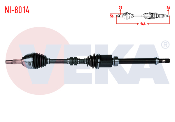 VEKA NI-8014 | Komple Aks Sağ On Nissan Juke (F15) 1.5 DCI Uzunluk 944mm 2010 -