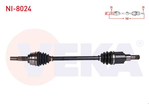 VEKA NI-8024 | Komple Aks Sol Ön Nissan Micra IV (K13) 1.2 Dıg A-T Uzunluk 702 mm 2010 -