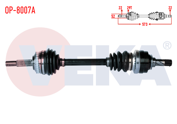 VEKA OP-8007A | Komple Aks Sol Ön Opel Corsa B 1.2İ 16V ABS'li 29 Dıs Uzunluk 573mm 1993-2000