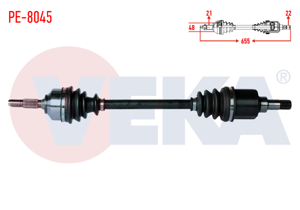 VEKA PE-8045 | Komple Aks Sol Ön Peugeot 207 (Wa,Wc) 1.4İ Ma Şanzıman M-T Uzunluk 655mm 2006-2012
