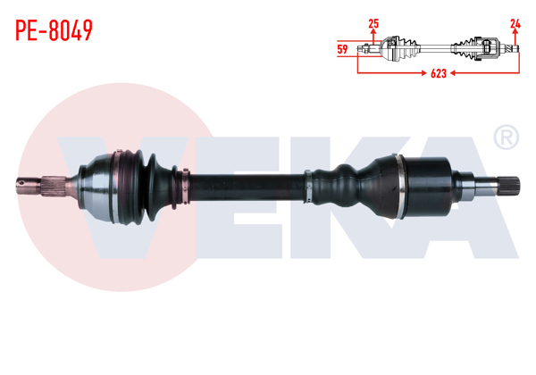 VEKA PE-8049 | Komple Aks Sol Ön Peugeot 207 (Wa,Wc) 1.6 HDI Mc Şanzıman M-T Uzunluk 623mm 2006-2012