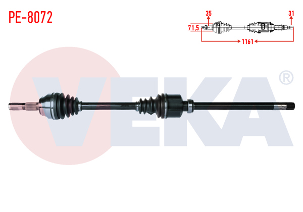 VEKA PE-8072 | Komple Aks Sağ On Karsan Jest 2.3 D Euro 5 Mt Uzunluk 1161mm 2012 -