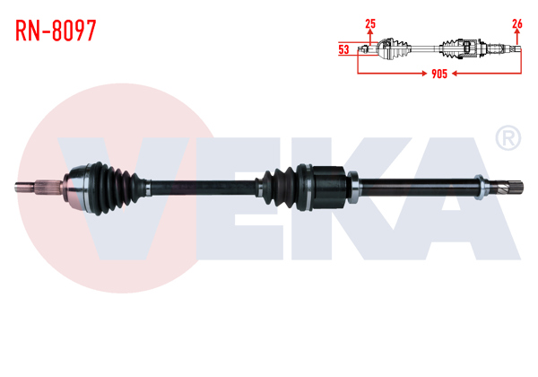 VEKA RN-8097 | Komple Aks Sağ On Renault Megane II (Bm0 / 1,Cm0 / 1) 1.5 DCI M-T 6 Vites Uzunluk 905mm 2002-2008