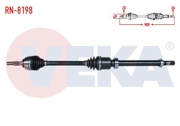 VEKA RN-8198 | Komple Aks Sağ On Renault Clio IV 0.9 TCE Uzunluk 909mm 2012 -