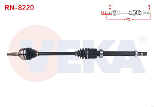 VEKA RN-8220 | Komple Aks Sağ On Uzunluk 942mm Renault Megane IV 1.6İ M-T 2016 -