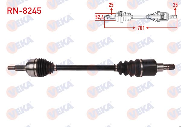 VEKA RN-8245 | Komple Aks Sol Ön 701mm Renault Megane IV 1.6 16V A-T Cvt 2016 -