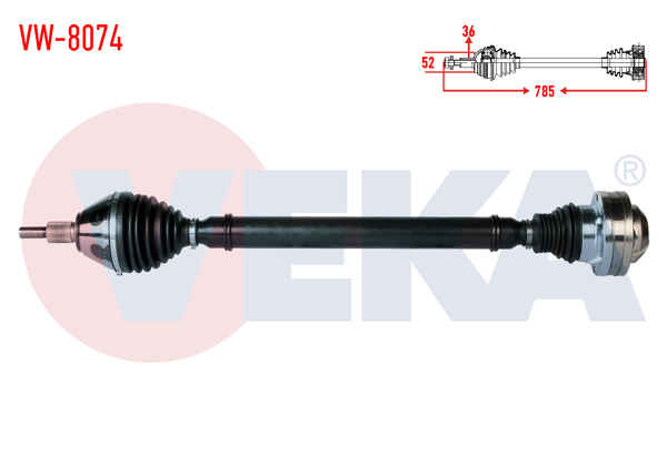 VEKA VW-8074 | Komple Aks Sağ On Volkswagen Polo (6R,6C) 1.6 TDI A-T Uzunluk 785mm 2009 -