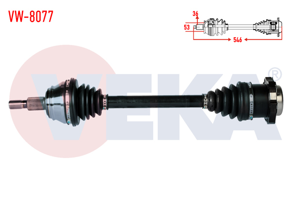 VEKA VW-8077 | Komple Aks Sol Ön Volkswagen Golf IV (1J1) 1.6İ 16V (Bcb) M-T Uzunluk 546mm 1997-2005