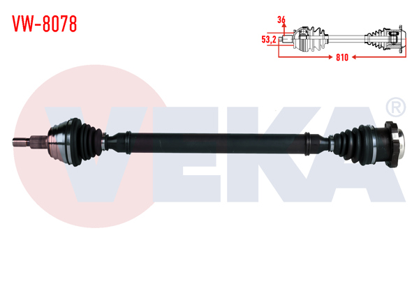 VEKA VW-8078 | Komple Aks Sağ On Volkswagen Golf IV (1J1) 1.6İ 16V (Bcb) M-T Uzunluk 810mm 1997-2005