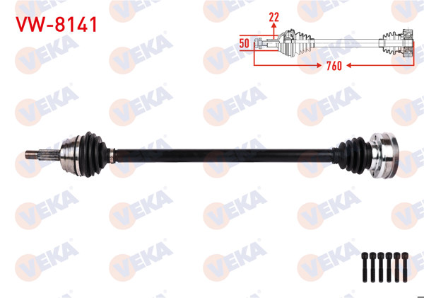 VEKA VW-8141 | Komple Aks Sağ On Uzunluk 760mm Volkswagen Polo Classic 1.6 M-T 1995-2001 / Seat Ibiza II 1.3-1.4-1.6 M-T 1993-2002 / Cordoba 1.6 M-T 1993-2002