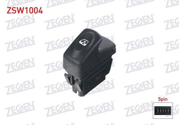 ZEGEN ZSW1004 | Cam Açma Anahtarı Tekli Turuncu Işık 5 Pin Renault Megane I 1996-2003