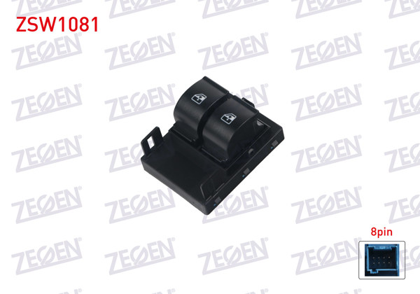 ZEGEN ZSW1081 | Cam Açma Anahtarı Çiftli Turuncu Işık Mavi Soket 8 Pin Fiorino / Doblo / Nemo / Bipper 2007-/ Combo D 2012 -
