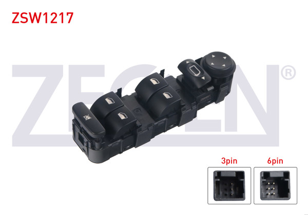 ZEGEN ZSW1217 | Cam Açma Anahtar Grup Ayna Ayarlı Cercevesız 9 Pin Citroen C4 2004-2009
