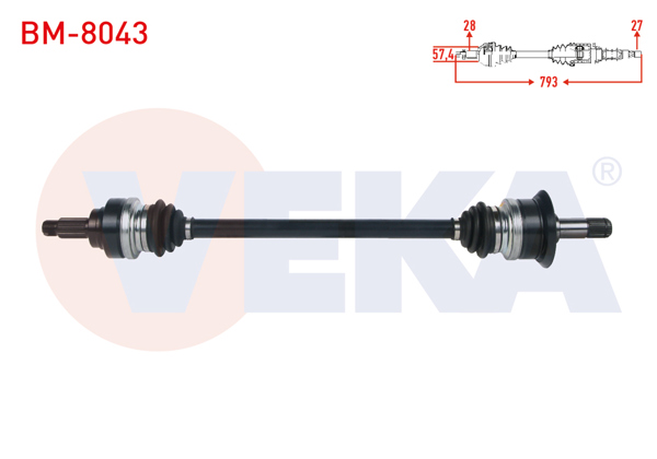VEKA BM-8043 | Komple Aks Sağ Arka Uzunluk 793mm BMW 116İ-118İ (F20,F21) 2010-/ 316İ-320İ (F30) 2011 -
