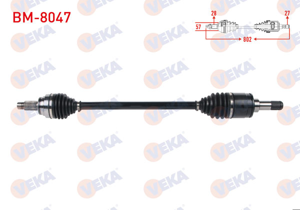 VEKA BM-8047 | Komple Aks Sağ Arka Uzunluk 802mm BMW 1 Serisi (F20,F21) 116 İ-118 İ-120 İ 2010-/ 3 Serisi (F30) 316 İ-318 İ-320 İ-320İ Xdrive 2011-/ 4 Serisi (F32) 418 İ 2013 -