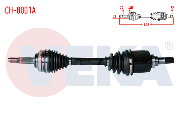VEKA CH-8001A | Komple Aks Sol Ön Chevrolet Kalos (T200) 1.4 A-T ABS li 48 Dıs Uzunluk 602mm 2003-2008