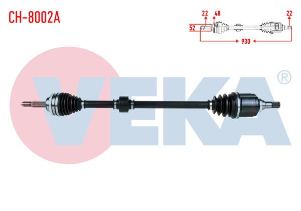 VEKA CH-8002A | Komple Aks Sağ On Chevrolet Kalos (T200) 1.4 A-T ABS li 48 Dıs Uzunluk 930mm 2003-2008