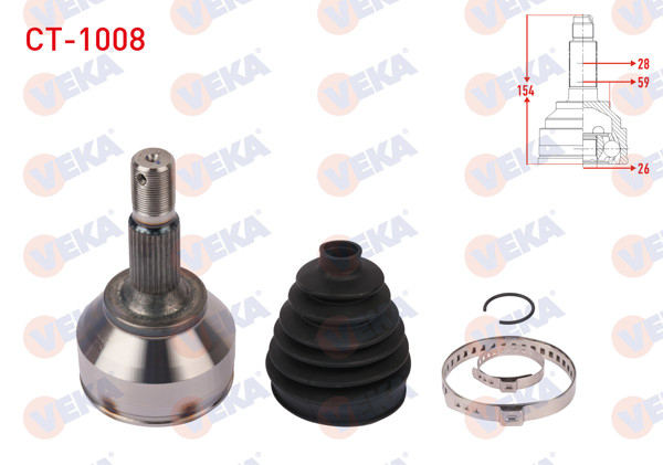 VEKA CT-1008 | Aks Kafası Sol-Sağ On Dıs Uzunluk 154mm Citroen C5 III (Rd) 2.0 HDI A-T 2008-2015
