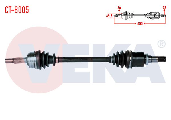 VEKA CT-8005 | Komple Aks Sol Ön Citroen C1 (Pm_, Pn_) 1.0 Uzunluk 650mm 2005-2015