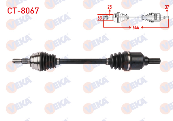 VEKA CT-8067 | Komple Aks Ön Sol Uzunluk 644mm Citroen C4x 2022-/ Ds 3 / Ds 3 Crossback / 1.2 Puretech, 1.5 Bluehdı A-T 2018 -