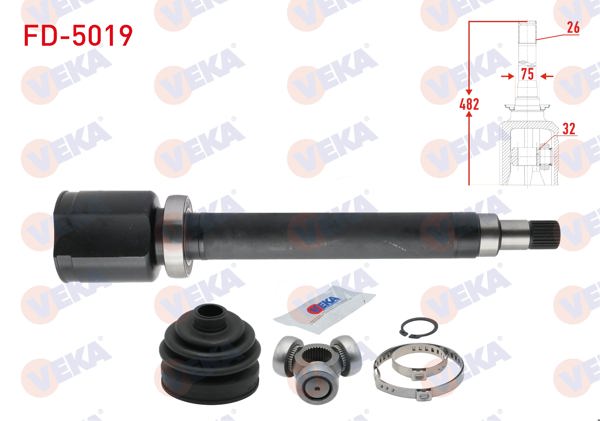 VEKA FD-5019 | Aks Kafası Sağ On Ic 26X32x75 Uzunluk 482mm Ford Focus 1.6 TDCI A-T 2015-/ Ford Transit Connect 1.5 TDCI 2015 -