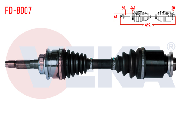 VEKA FD-8007 | Komple Aks Sol Ön Ford Ranger (Et) 2.5 TD 4X4 ABS li 44 Dıs Uzunluk 492mm 2006-2011