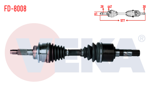 VEKA FD-8008 | Komple Aks Sağ On Ford Ranger (Et) 2.5 TD 4X4 ABS li 44 Dıs Uzunluk 577mm 2006-2011