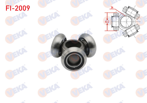 VEKA FI-2009 | Aks Mafsalı Sol-Sağ On 43,2X34 Audi A4 (8Ec,B7) 1.8 T-2.0 TDI Trıptonıc 2004-2008 / A6 (4F2,C6) 2.0 TDI-2.0 TFSI Trıptonıc 2004-2011 / VW Sharan 1.9 TDI Trıptonıc 1995-2010