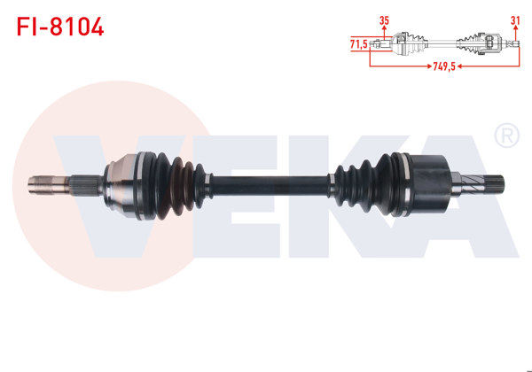 VEKA FI-8104 | Komple Aks Sol Ön Uzunluk 749,5mm Fiat Ducato 3.0 Mjt A-T / M-T 2006-2014 / Citroen Jumper III 3.0 HDI A-T / M-T 2006-2014 / Peugeot Boxer III 3.0 HDI A-T / M-T 2006-2014