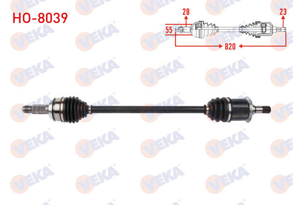 VEKA HO-8039 | Komple Aks Sağ Arka Uzunluk 820mm Honda Cr-V III 2.0 İ-Vtec 2006-2012 / 2.2 İ-Ctdi, İ-Dtec 2007 -