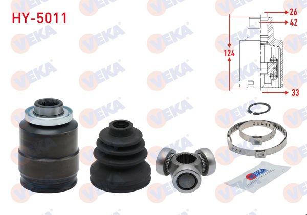 VEKA HY-5011 | Aks Kafası Sağ On Ic Hyundai Accent Era 1.5 CRDI 26X33x42 Uzunluk 124 mm 2006-2012