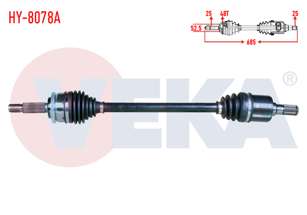 VEKA HY-8078A | Komple Aks Sol Ön Hyundai i20 (Gb) 1.2 ABS li 48 Dıs Uzunluk 685mm 2015 -