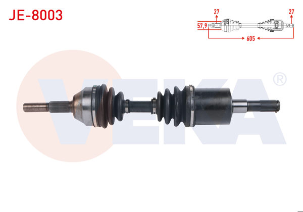 VEKA JE-8003 | Komple Aks Sol Ön Uzunluk 605mm Jeep Cherokee (Kj) 2.8 Crd-3.7 2001-2008