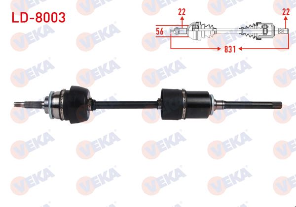 VEKA LD-8003 | Komple Aks Sağ On Uzunluk 831mm Lada Nıva 1.7 M-T 1990-2010