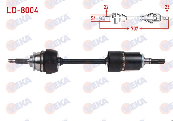 VEKA LD-8004 | Komple Aks Sol Ön Uzunluk 707mm Lada Nıva 1.7 M-T 1990-2010