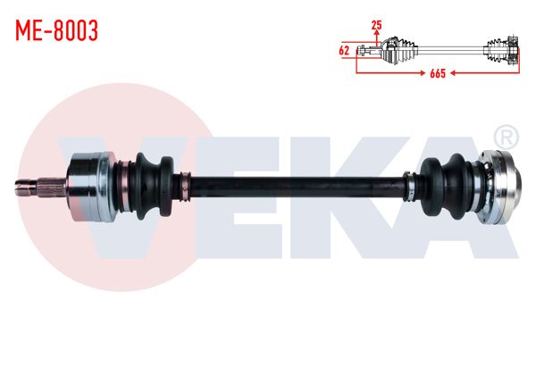 VEKA ME-8003 | Komple Aks Sol-Sağ Arka Mercedes E Serisi (W124) E 200 D Uzunluk 665mm 1993-1995