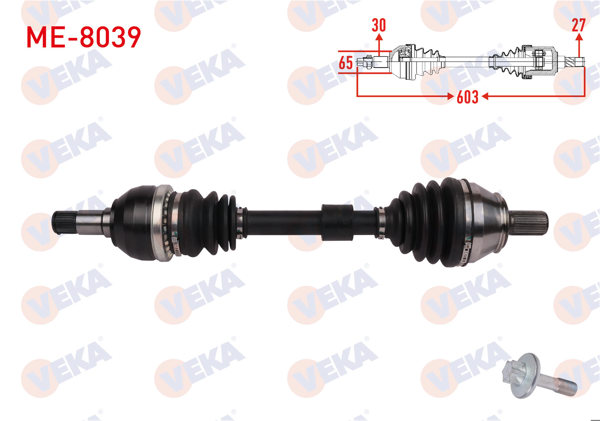 VEKA ME-8039 | Komple Aks Sol Ön Uzunluk 603mm Mercedes CLA (C118) CLA 180- CLA 200 2019 -