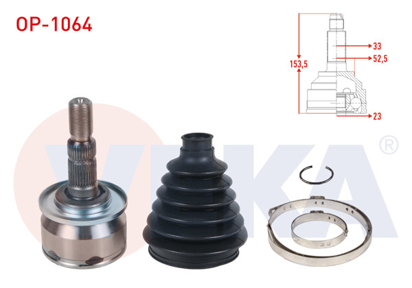 VEKA OP-1064 | Aks Kafası Sol-Sağ On Dıs 33X23x52,5 Uzunluk 153,5mm Opel Astra J 1.3 CDTI-1.4 T-1.6İ 2009-2016