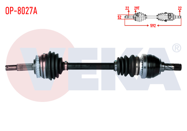 VEKA OP-8027A | Komple Aks Sol Ön Opel Vectra B 1.6İ Abslı 29 Dıs Uzunluk 592mm 1995-2003