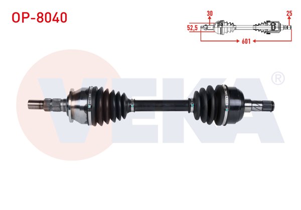 VEKA OP-8040 | Komple Aks Sol Ön Opel Astra J 1.6 Turbo (A16let) M-T Uzunluk 601mm 2009-2016
