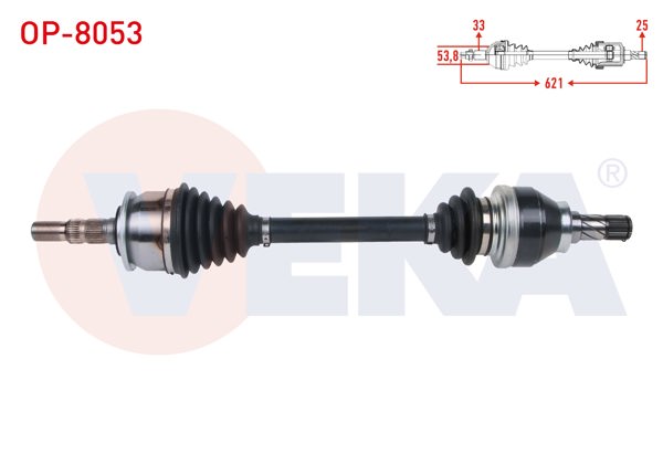 VEKA OP-8053 | Komple Aks Sol Onuzunluk 621mm Opel Astra K 1.4 Turbo-1.6 CDTI M / T 2015 -
