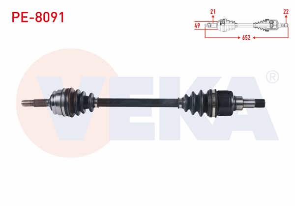 VEKA PE-8091 | Komple Aks Sol Ön Peugeot 208 1.2 Uzunluk 652 mm 2012 -