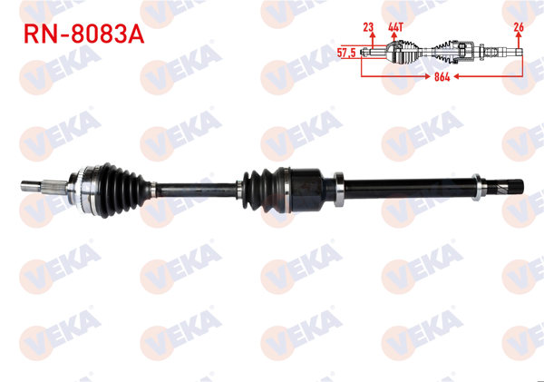 VEKA RN-8083A | Komple Aks Sağ On Renault Thalia II 1.5 DCI ABS li 44 Dıs Uzunluk 864mm 2008 -