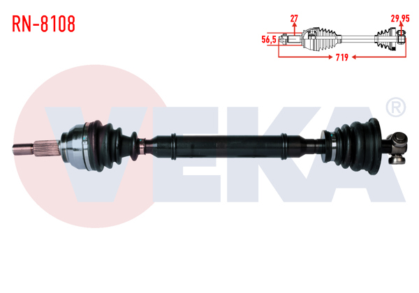VEKA RN-8108 | Komple Aks Sol Ön Renault Laguna II (Bg0 / 1) 1.6İ 16V M-T Jh3 Şanzıman Uzunluk 719 mm 2001-2007