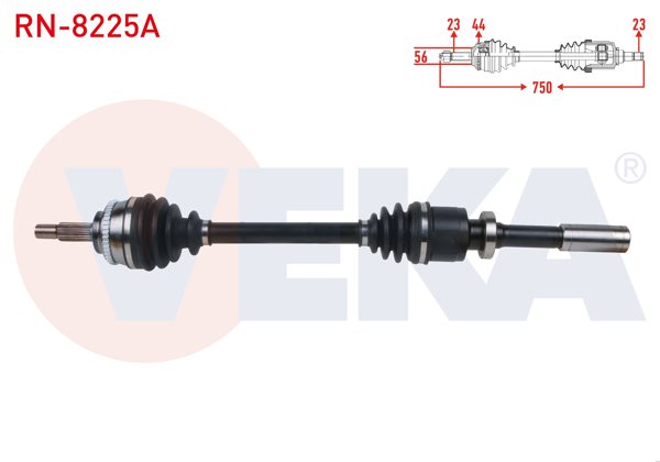 VEKA RN-8225A | Komple Aks Sağ On ABS li 44 Dıs Uzunluk 750mm Renault Megane I 1.9 Dtı-2.0İ 1996-2003 / Scenic I 1.6İ 16V-1.9 Dtı-2.0 16V 1999-2003