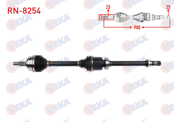 VEKA RN-8254 | Komple Aks Sağ On Uzunluk 900mm Clio V (B7_) 1.0 TCE 100 (B7mt) Cvt A-T Snz. 2019 -